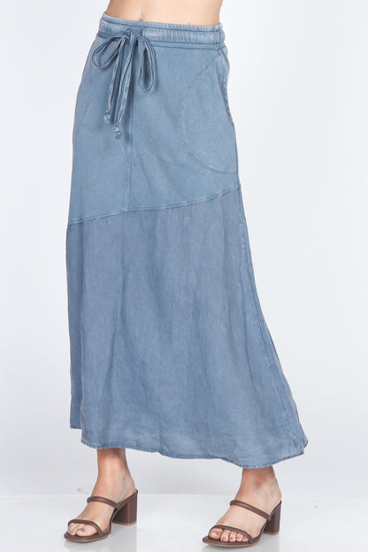 Mineral-washed French Terry Maxi Skirt