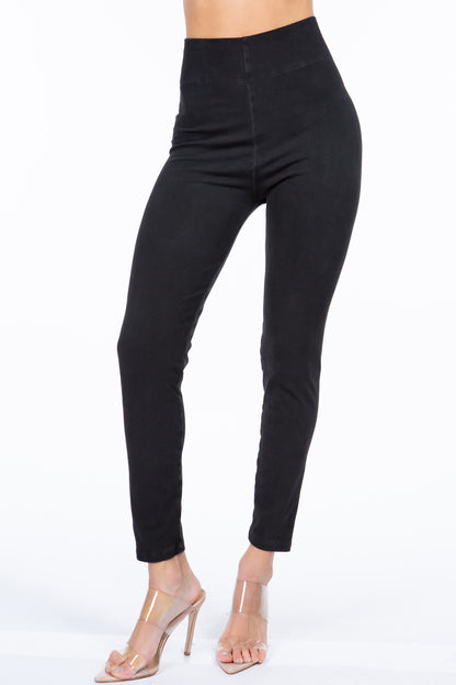 Oil-Washed Cotton Stretch Leggings