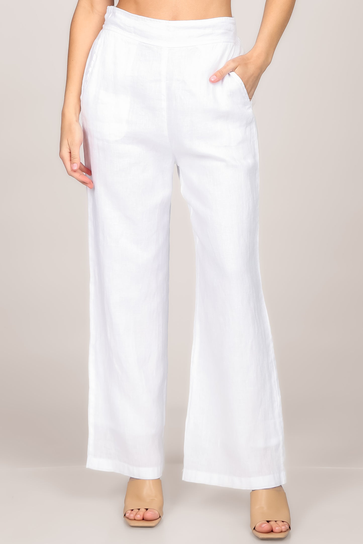 Straight Leg Lined Linen Pants