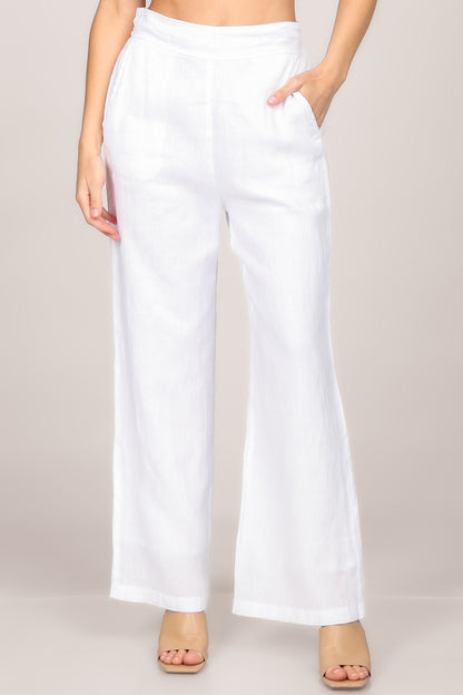 Straight Leg Lined Linen Pants