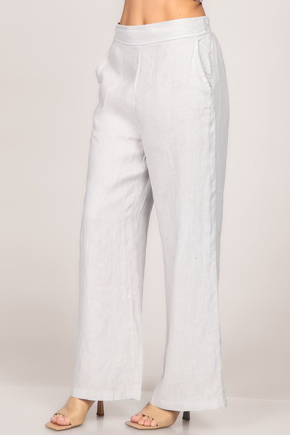 Straight Leg Lined Linen Pants