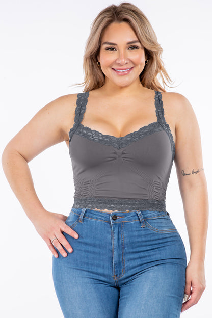 Seamless Laced Bralette Camisole (Plus Size)