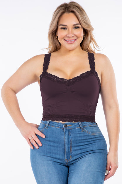 Seamless Laced Bralette Camisole (Plus Size)