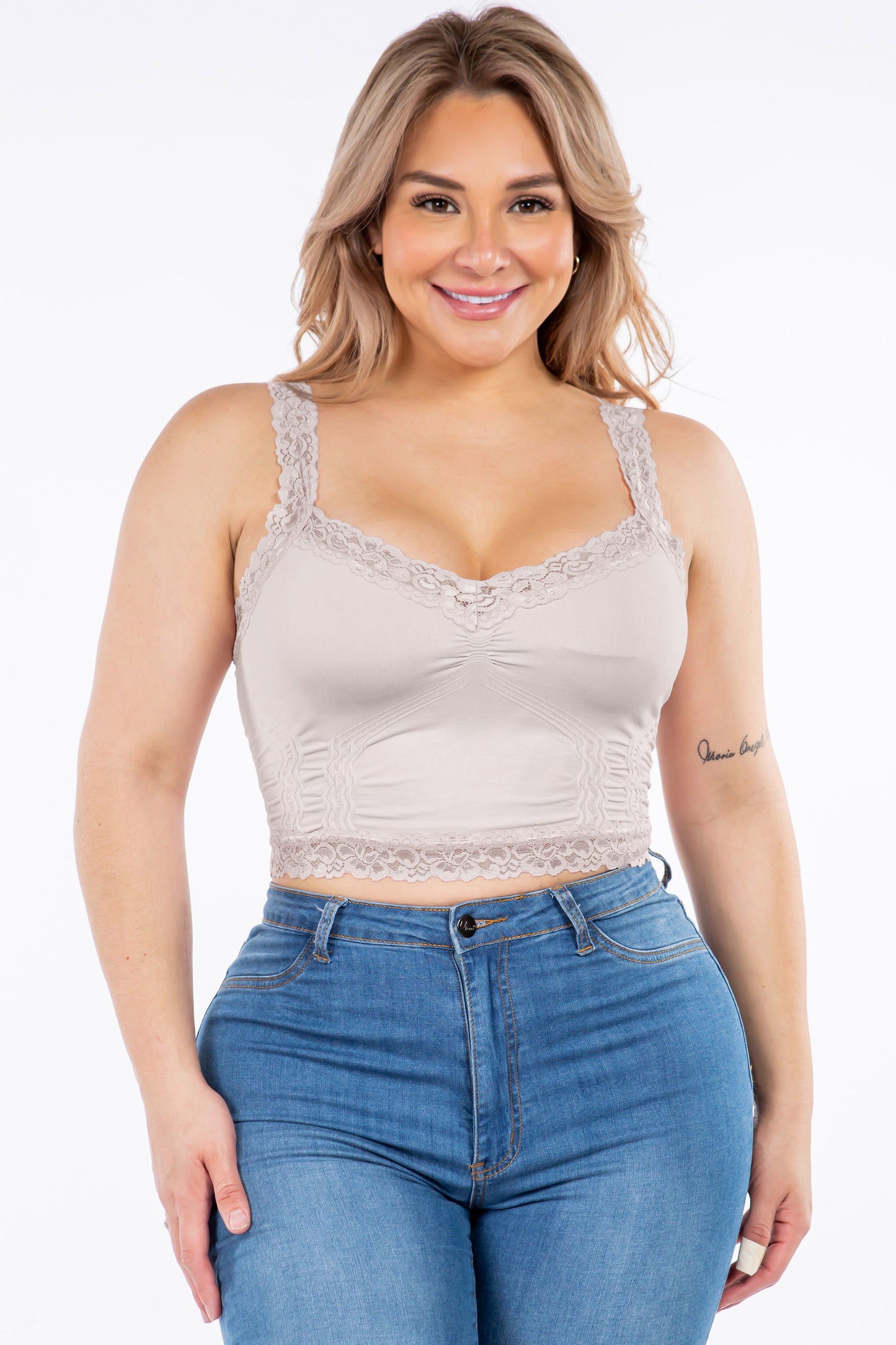 Seamless Laced Bralette Camisole (Plus Size)