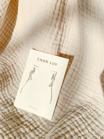 Chan Luu Silver Serpent and Diamond Thread-Thru Earrings