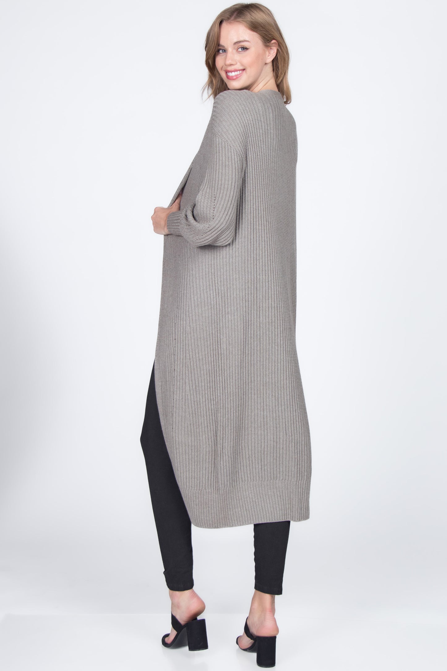 Seamless Sustainable Sweater-Knit Ribbed Duster