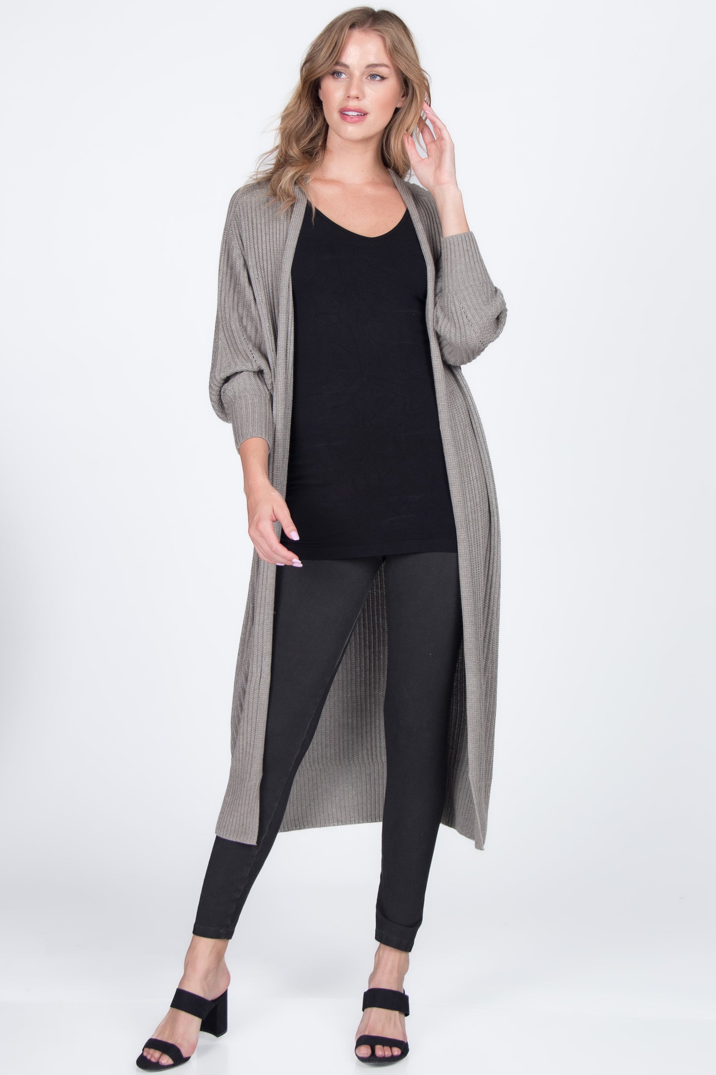 Seamless Sustainable Sweater-Knit Ribbed Duster