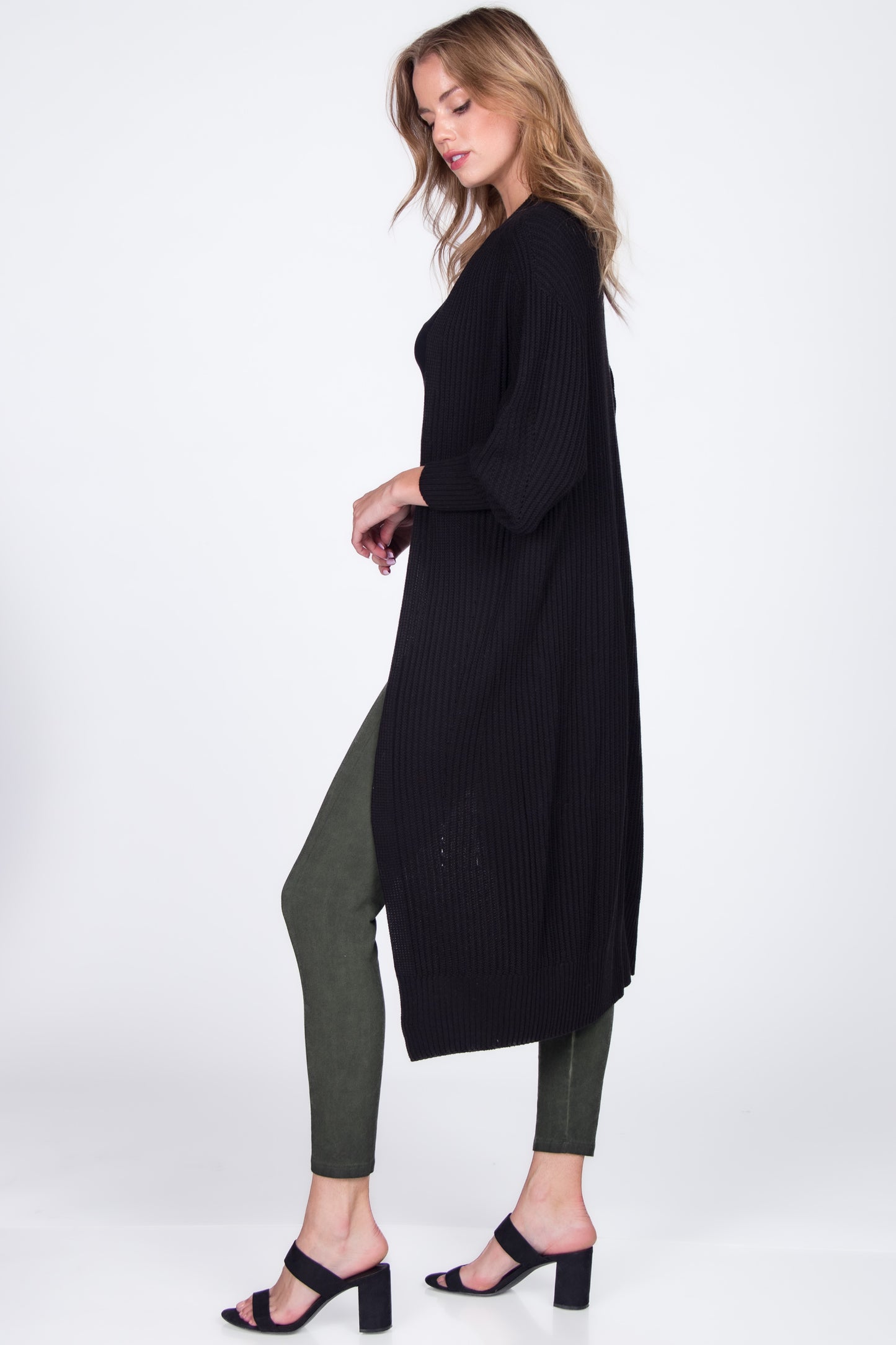 Seamless Sustainable Sweater-Knit Ribbed Duster