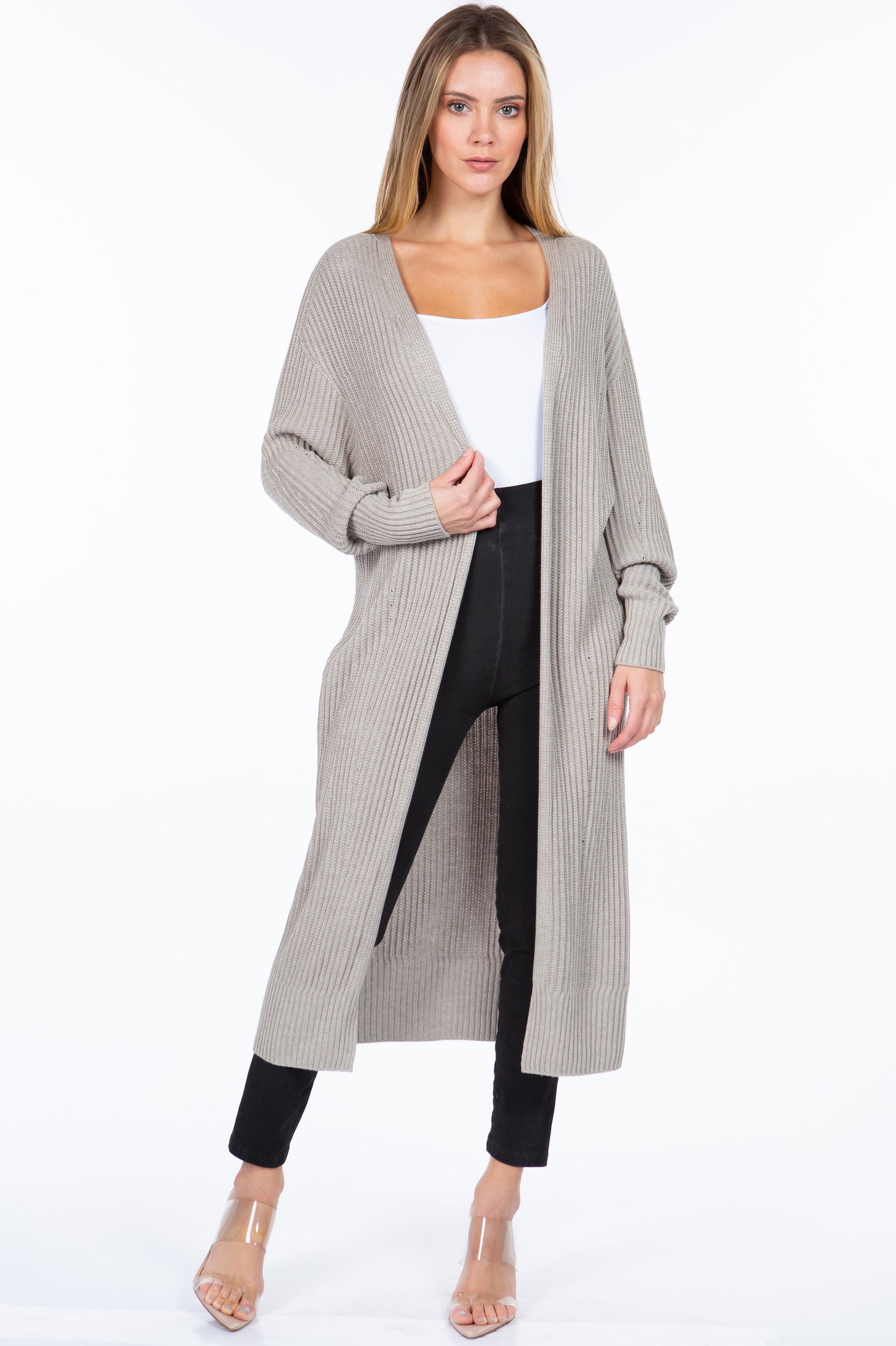 Seamless Sustainable Sweater-Knit Ribbed Duster