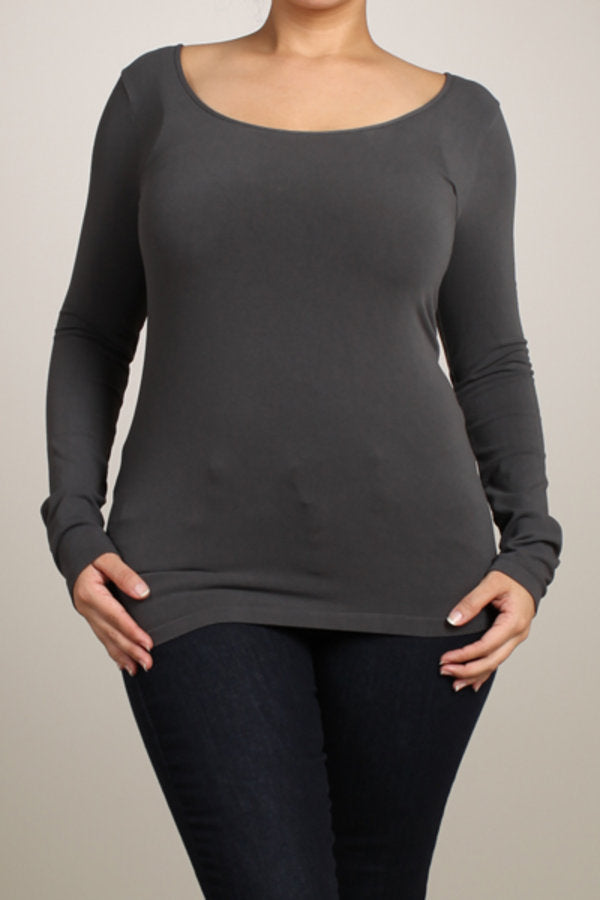 Long Sleeve Bodycon Top (Plus Size)