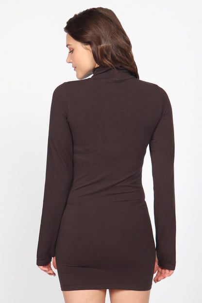 Mock Neck Dress with Thumb Holes