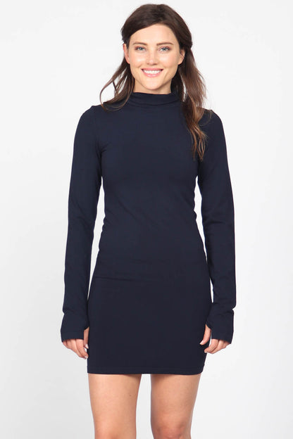 Mock Neck Dress with Thumb Holes