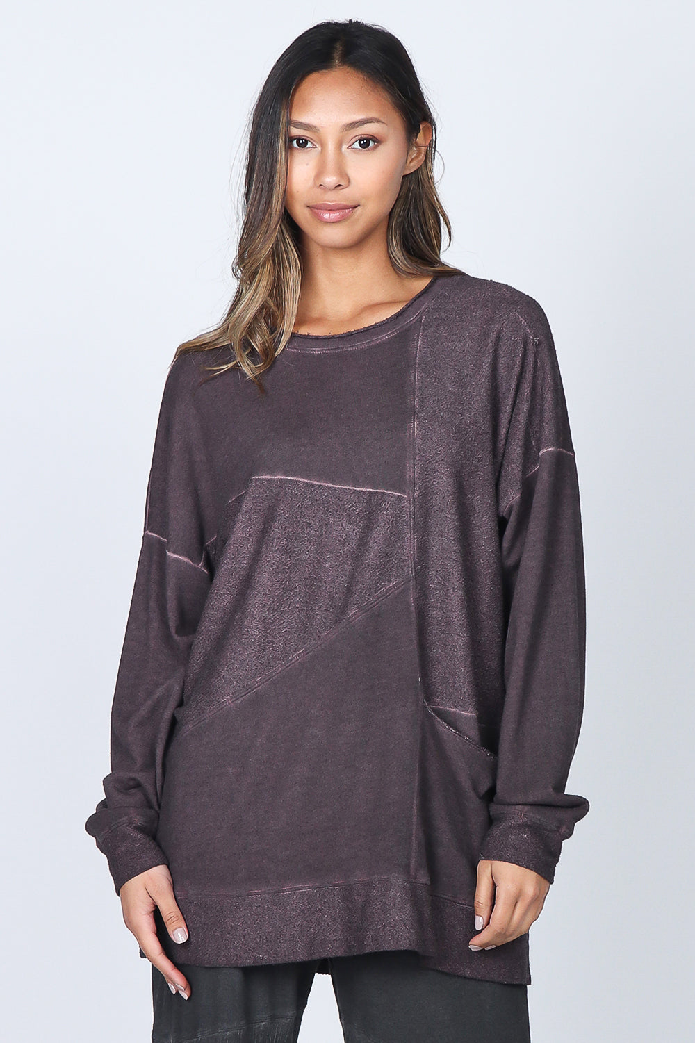 Asymmetrical Oil-washed Paneled Tunic