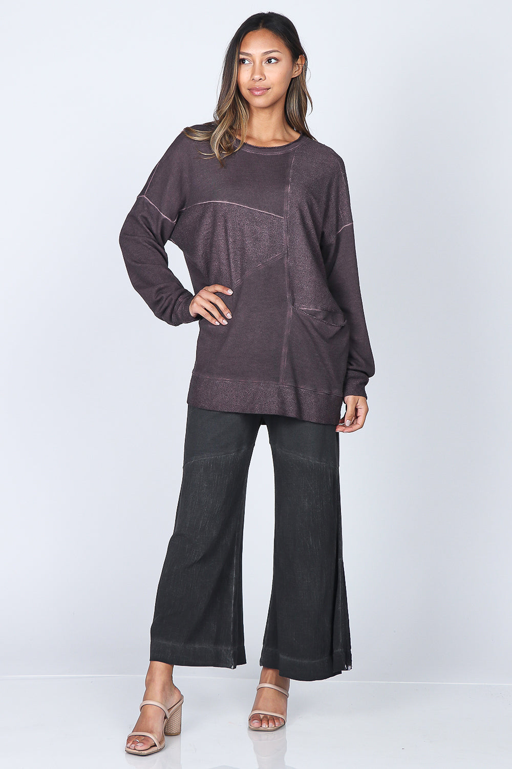 Asymmetrical Oil-washed Paneled Tunic