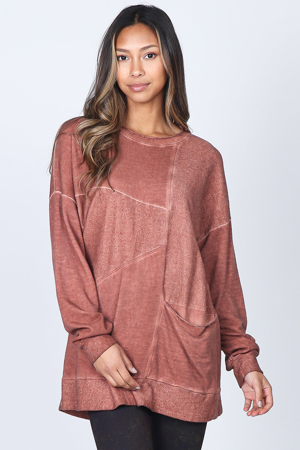 Asymmetrical Oil-washed Paneled Tunic