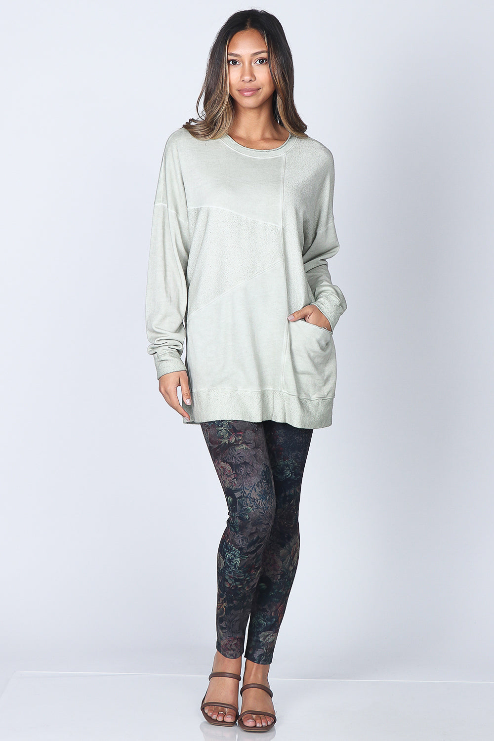 Asymmetrical Oil-washed Paneled Tunic