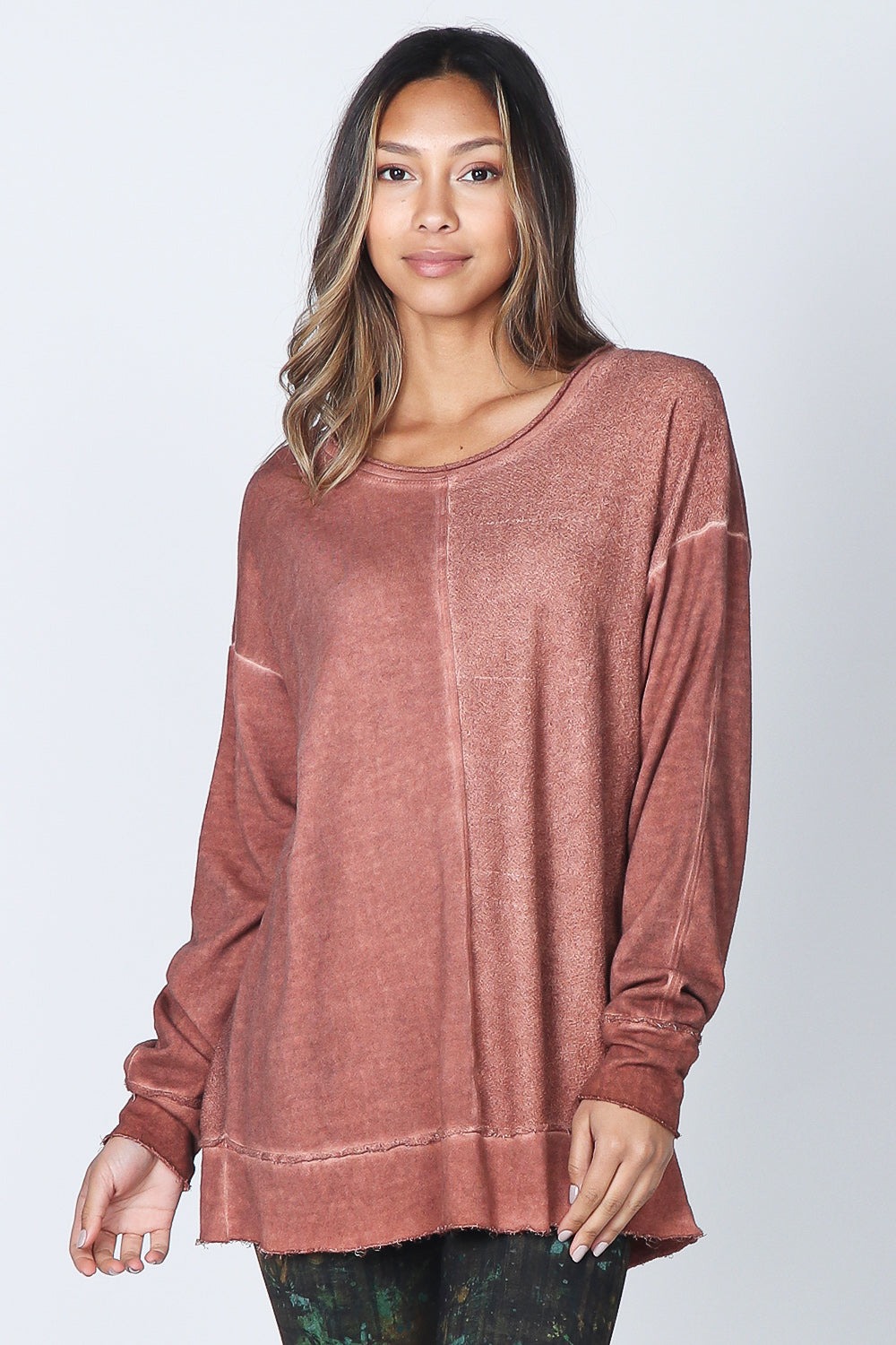 Oil-washed Split Paneled Pullover