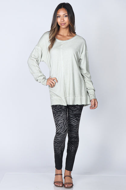 Oil-washed Split Paneled Pullover