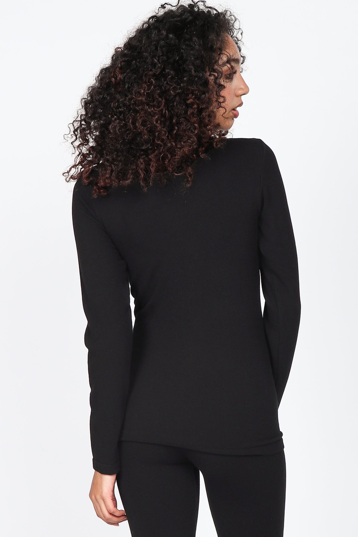 Ribbed Mock Neck Long Sleeve Top