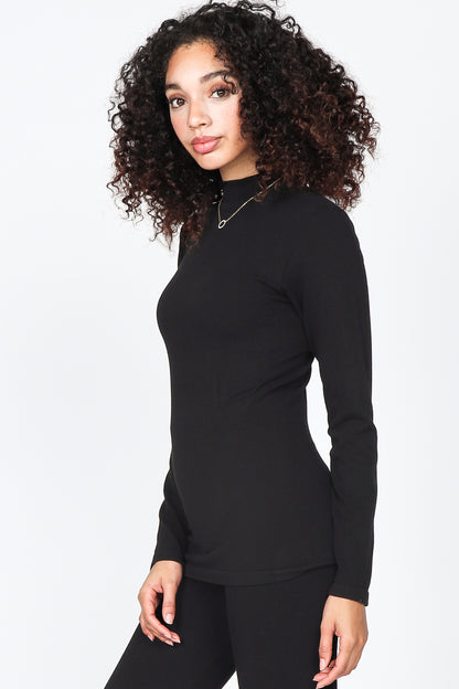 Ribbed Mock Neck Long Sleeve Top