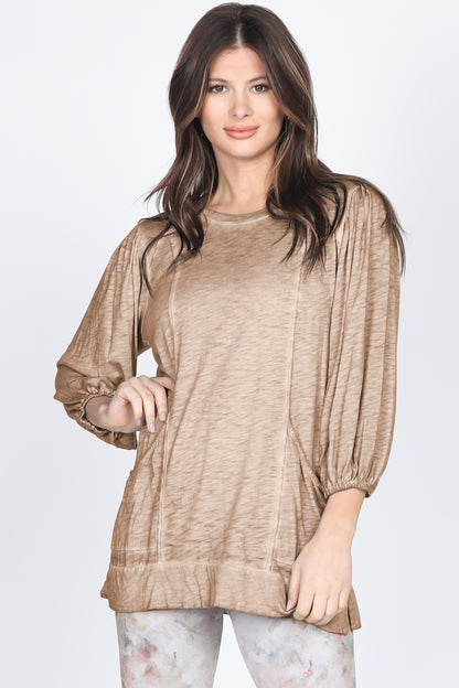 Puff Sleeve Cotton Blouse
