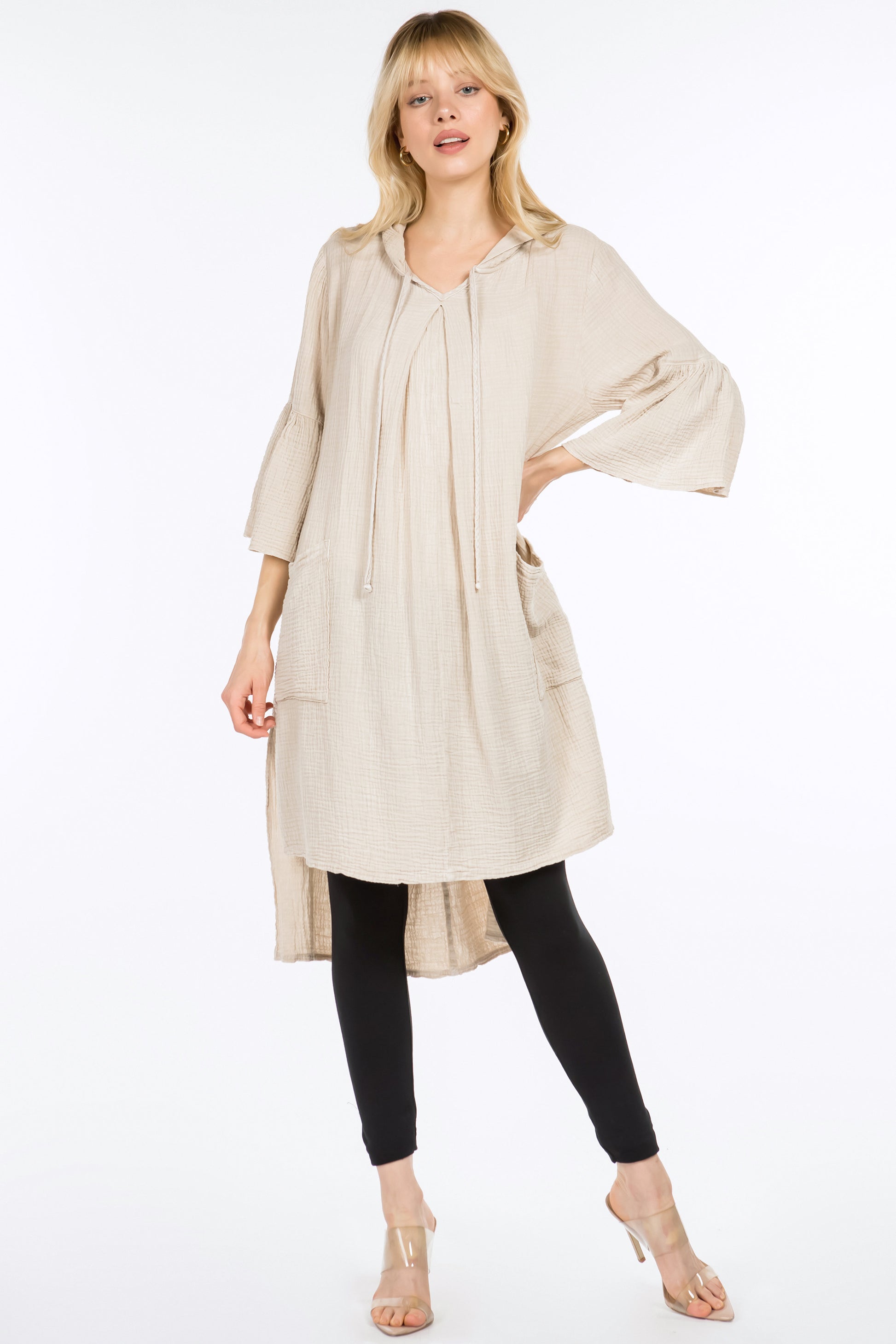 Longline Tunic Hoodie with Lantern Sleeves – SHOPMRENA