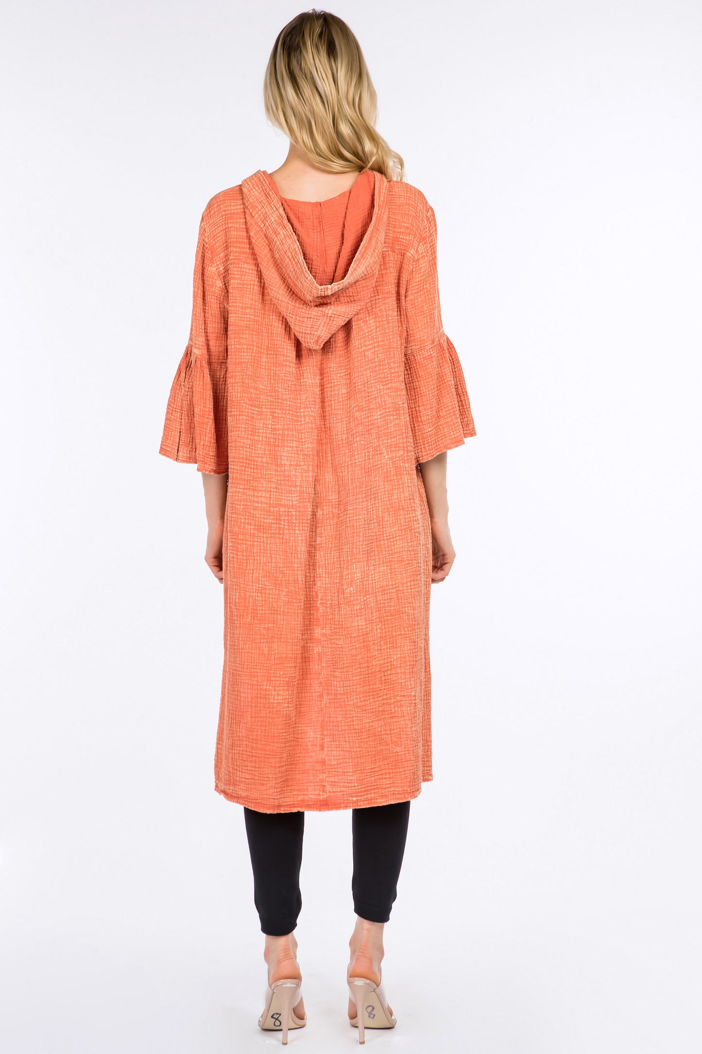 Longline Tunic Hoodie with Lantern Sleeves