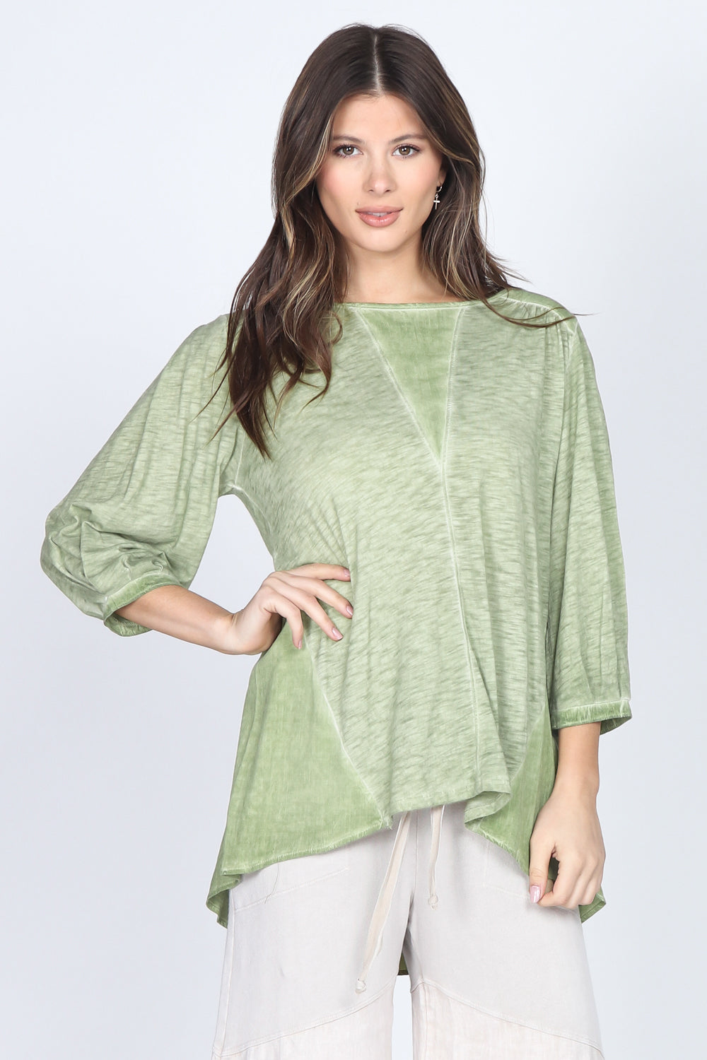 Woven Puff Sleeves Blouse