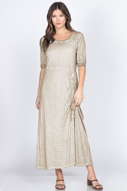 Front-Tie Ruching Maxi Dress