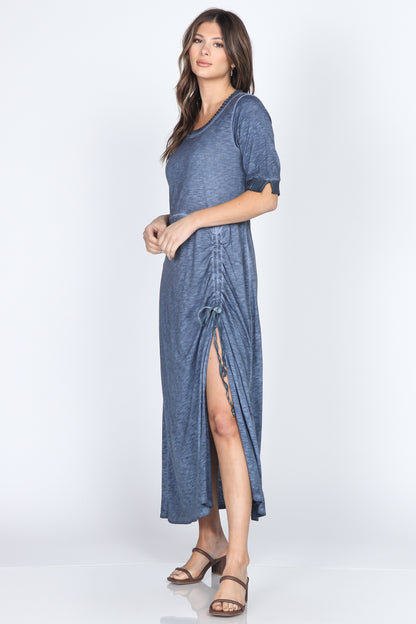 Front-Tie Ruching Maxi Dress