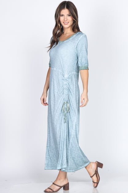 Front-Tie Ruching Maxi Dress