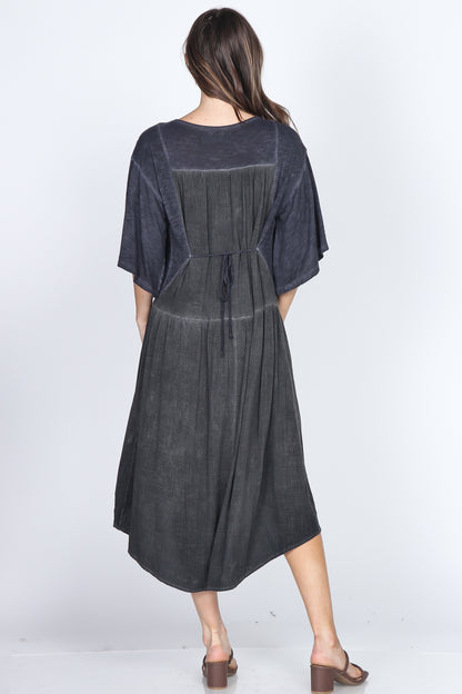 Cross Hatch Woven Midi Dress