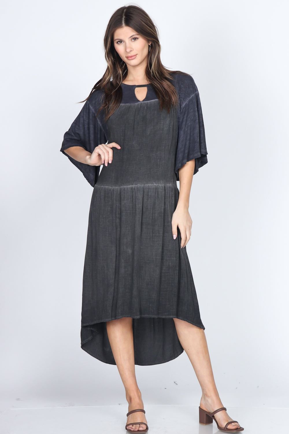 Cross Hatch Woven Midi Dress