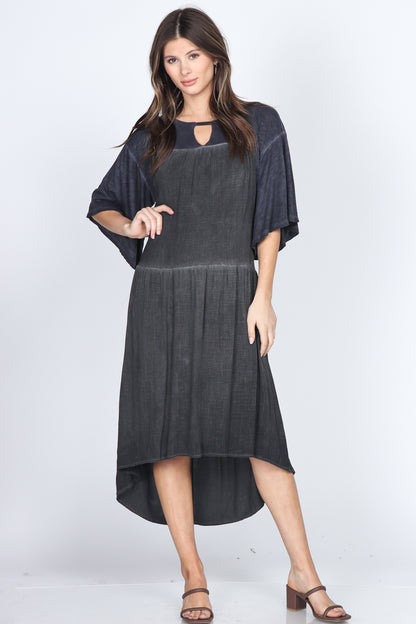 Cross Hatch Woven Midi Dress