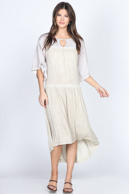 Cross Hatch Woven Midi Dress