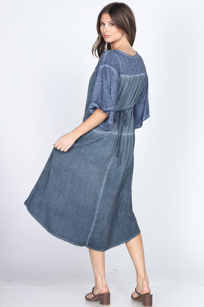 Cross Hatch Woven Midi Dress