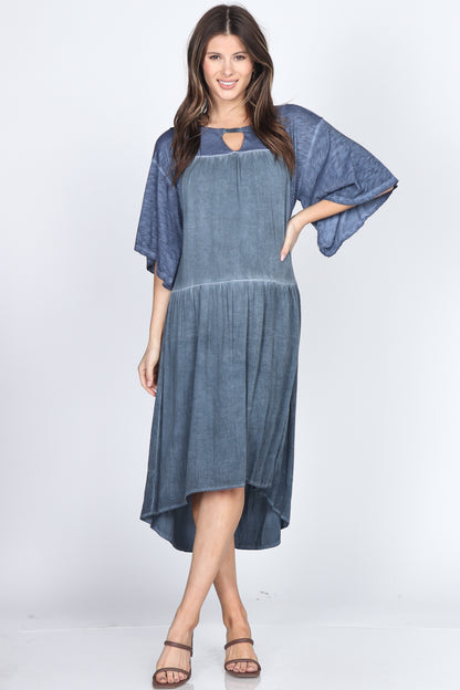 Cross Hatch Woven Midi Dress