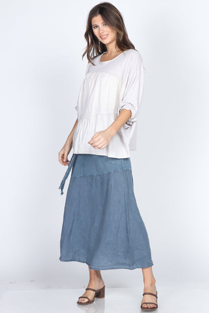Loose Fit Ruffle-Tiered Top