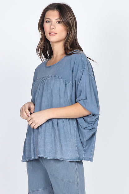 Loose Fit Ruffle-Tiered Top