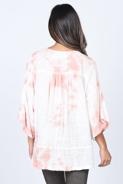 Tie-Dyed Cross Hatch Kimono Tunic