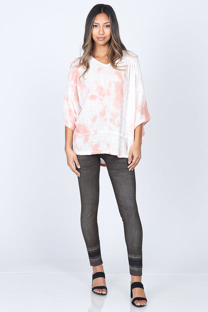 Tie-Dyed Cross Hatch Kimono Tunic