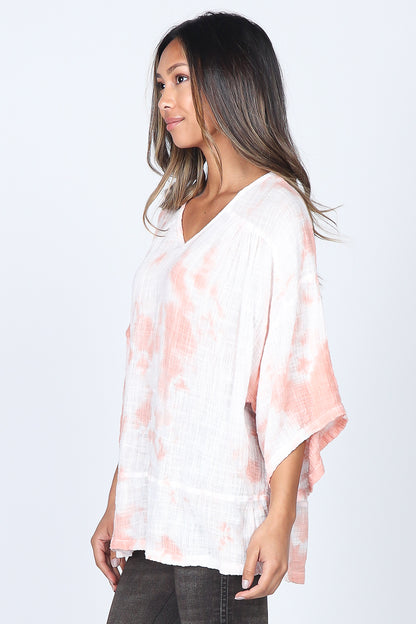 Tie-Dyed Cross Hatch Kimono Tunic