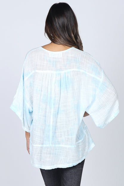 Tie-Dyed Cross Hatch Kimono Tunic