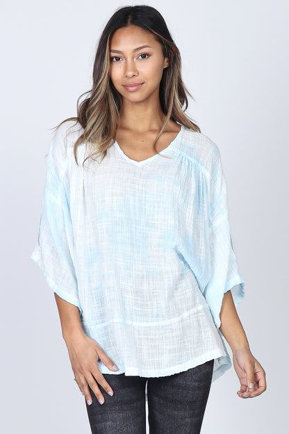 Tie-Dyed Cross Hatch Kimono Tunic