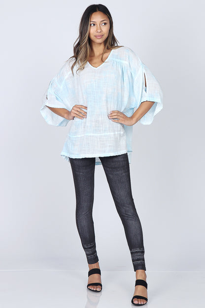 Tie-Dyed Cross Hatch Kimono Tunic