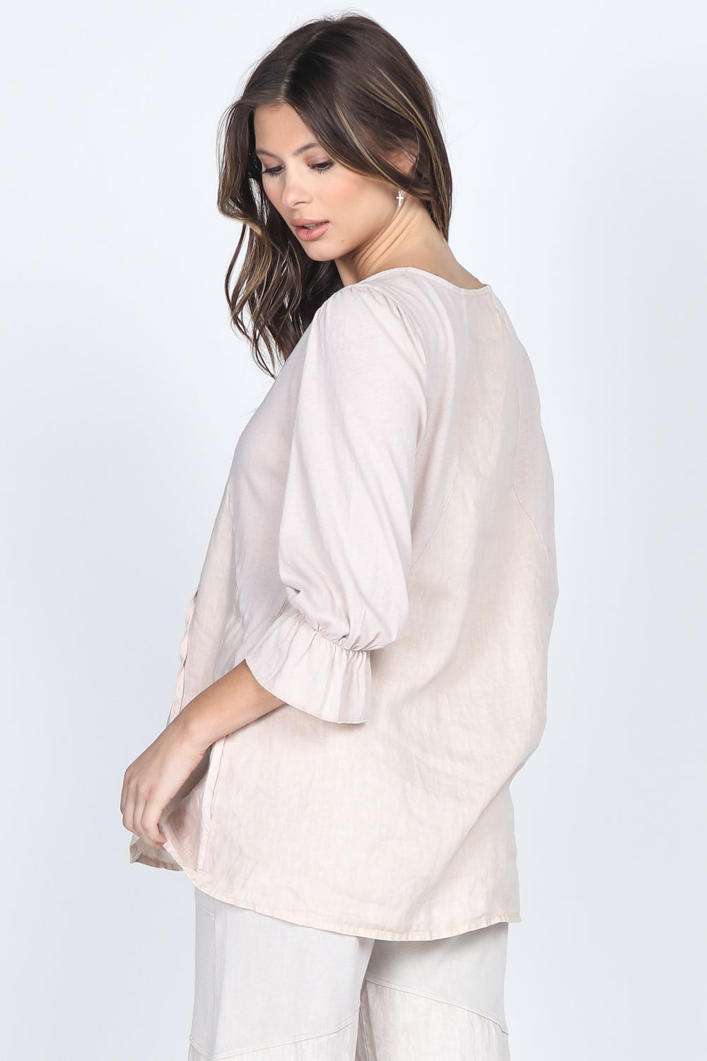 Ruffle Sleeves Linen Tunic