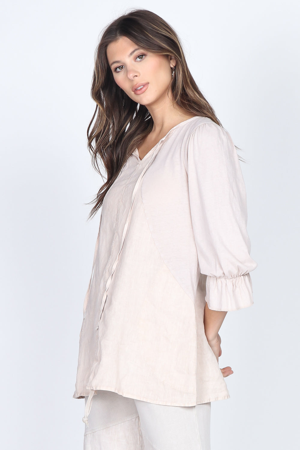 Ruffle Sleeves Linen Tunic