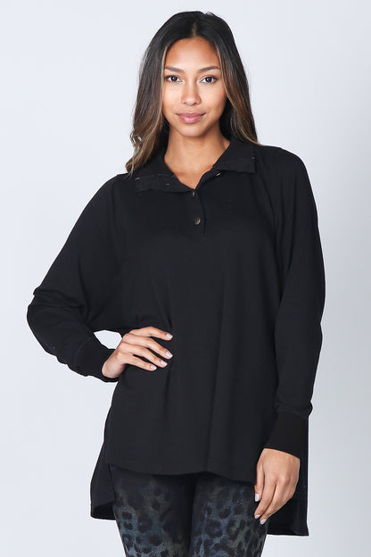 High Collar Henley with Placket