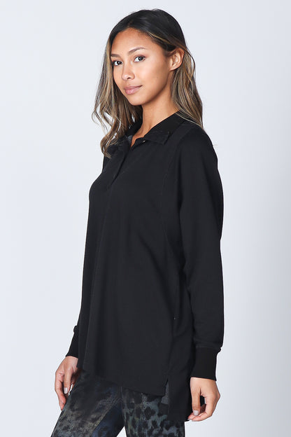 High Collar Henley with Placket