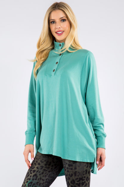 High Collar Henley with Placket